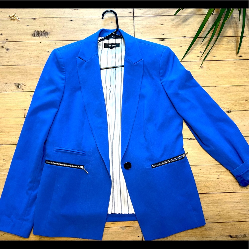 Nine West Blue Boyfriend Blazer